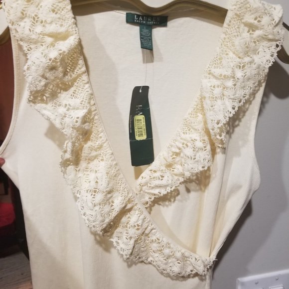 RALPH LAUREN  Lace wrap tank top NWT size L - Picture 3 of 5